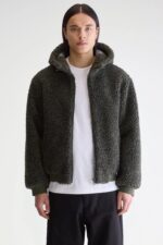 Jake zip-up teddy hoodie  (252 / M / DARK OLIVE) - Image 3