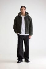 Jake zip-up teddy hoodie  (252 / M / DARK OLIVE) - Image 2