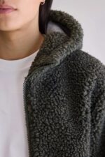Jake zip-up teddy hoodie  (252 / M / DARK OLIVE) - Image 6