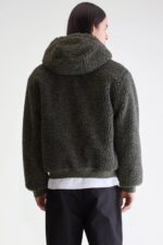 Jake zip-up teddy hoodie  (252 / M / DARK OLIVE) - Image 4